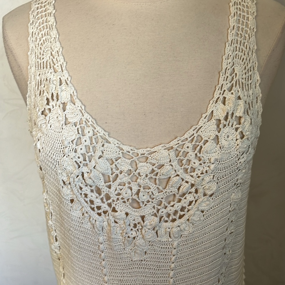 Polo Ralph Lauren Ivory Hand crafted Crochet Romantic Dress ruffle hem Size XL - Picture 6 of 17